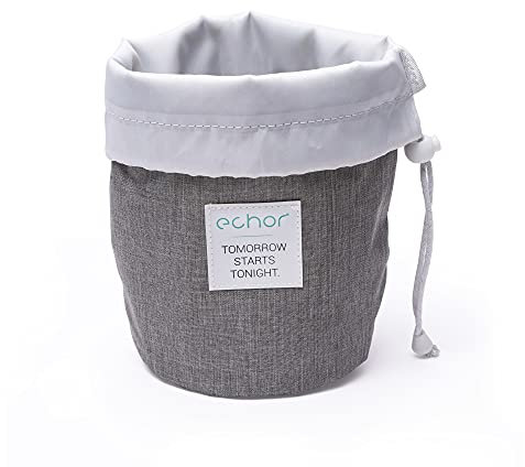 Trousse de Toilette Echor Travel Cosmetics, Trousse de Toilette/Maquillage étanche à Cordon pour Organiser et Ranger Vos Essentiels de Fin de journée - Gris et Blanc