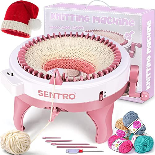 Abbcoert Sentro Strickmaschine mit 48 Nadeln, intelligentes Weben, runder Webstuhl, Strickbrett, rotierende Doppelstrick-Webmaschine, für Erwachsene und Kinder, zum Stricken von Schals, Hüten, Socken