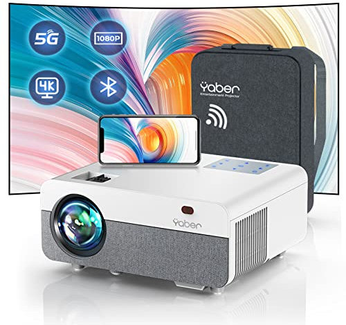 Vidéoprojecteur 5G ,YABER Pro Y9 400ANSI Full HD 1080P Projecteur 4K Supporté WiFi Bluetooth Correction 4D Zoom RétroProjecteur Home Cinéma Portable pour PPT,iOS,Android,PS5,etc.