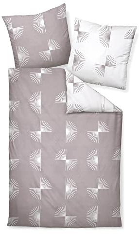 Janine Mako-Satin Bettwäsche J. D. 200x220 cm + 2X 80x80 cm Taupe