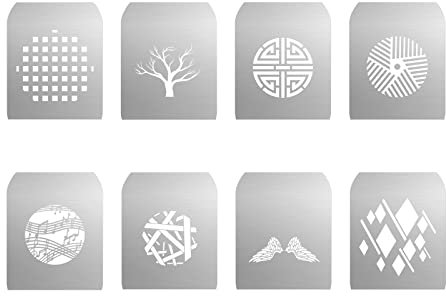 Gobo Sets für Soonpho Aluminiumlegierung Optischer Konische Snoot, 8 x Gobos Grafikkarten Metallplatten mit Hohlmustern für Kunst Spezialeffekte, Fotografie Zubehör für Gobo Projektor Bowens (Group I)