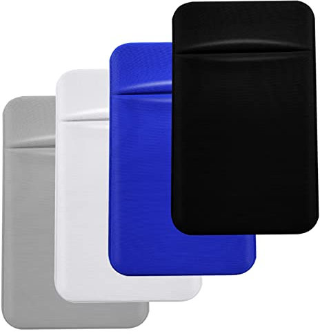 Paquete de 4 Soportes para Tarjetas de teléfono Celular con Adhesivo para la Parte Posterior del teléfono, Fundas de Tela elástica para Tarjetas de identificación de crédito Bolsillo en Cartera