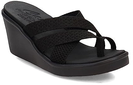 Skechers Damen Rumble on-Heat Maze Keilsandalen, Schwarz/Schwarz, 43 EU