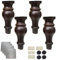 PSQME 4 Stück Möbelbeine aus Holz, Ersatzfüße in Kürbisform aus massivem Holz, antike Sofafüße, für Schrank, Couch, Stuhl, Bett, Ottomane, mit Montageplatte und Schrauben