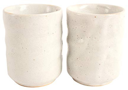 Mino Ware Yunomi Chawan Teetasse aus japanischer Keramik, kurz, klein, hergestellt in Japan, mattes Weiß SZY105