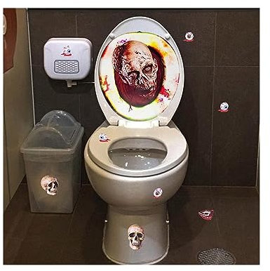 St@llion Halloween Toilet Seat Vinyl Sticker | Halloween Decoration Vinyl Sticker for Costume Parties, Small Gatherings, Delicious Feast | Spooky Decor for Halloween Party, Random (Pack of 1)