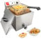 Valgus Friggitrice Elettrica Professionale in acciaio inox 3300W 16L Friggitrice da banco di grande capacità con cestello e coperchio, sistema di drenaggio