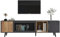 kubeier TV Lowboard Vintage, TV Schrank Holz 200 cm Fernsehtisch TV Board Rack - Wohnzimmer Schlafzimmer, Dunkles Holz, grau und Holzmaserung, Glas in der Mitte