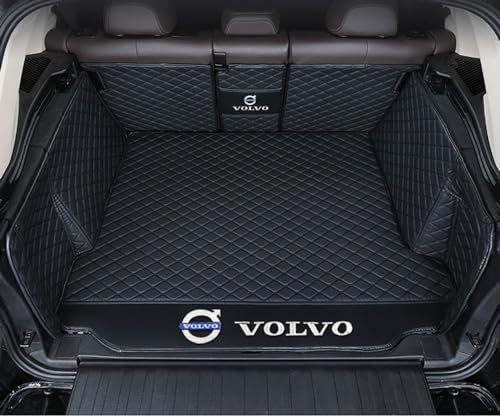 Auto Leder Kofferraummatten für Volvo XC60 II 2018 2019 2020 2021 2022 2023 2024 Vollabdeckung Kofferraumwanne Wasserdichtes Kofferraum Schutzmatte Innenraum ZubehöR,Black Style
