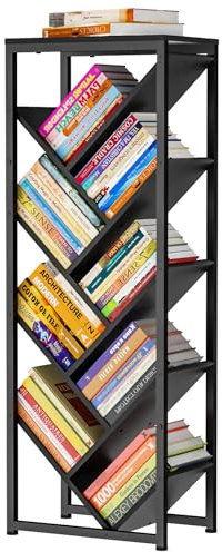 Bücherregal mit 9 Etagen, Baum-Bücherregal, bodenstehend, modernes Bücherregal für Hardcover-Bücher, kleines Bücherregal für kleine Räume, Bücherregale, Holzbuchaufbewahrung, Organizer, Regale für