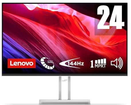 Lenovo L24-45 Monitor IPS 24 Full HD, 144Hz, 1ms, HDMI e VGA, Altoparlanti integrati, Ideale per Gaming, Studio e Home Office, VESA 100x100mm, AMD FreeSync, Inclinazione Regolabile