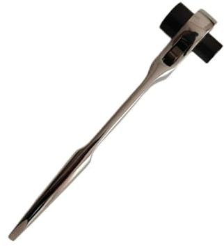 Ratchet Scrench 13mm & 19mm – Dual Socket Chainsaw Spanner Wrench with Flat Head Screwdriver, T-Bar Tool for Chain Saw Maintenance
