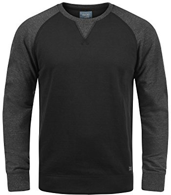 Blend BHAari Herren Sweatshirt Pullover Sweater mit Rundhals-Ausschnitt Rippbündchen Baumwollmischung Regular fit, Größe:L, Farbe:Black (70155)