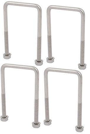 sourcing map 4 Stück Bügelschraube M6 x 45 x 85mm Quadratrohrschelle U Bolzen Quadratische U-Bügel Bügelschraube 304 Edelstahl U-Bolts mit Muttern für Auto Rohr Abschleppen Befestigung