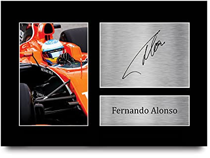 HWC Trading Fernando Alonso A4 Sin Marco Regalo De Visualización De Fotos De Impresión De Imagen Impresa Autógrafo Firmado Por Fórmula F1 Uno Ventiladores