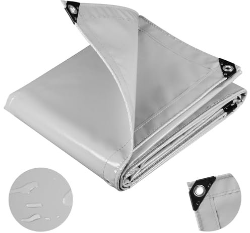 WOLTU Abdeckplane Wasserdicht mit Ösen,Gewebeplane 500g/m² Wasserdicht & Reißfest | Premium Premium PVC-Plane Schutzplane Universell für LKW, Pool, Camping,Holz Gartenmöbel (Hellgrau, 2x3m)