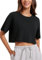 CRZ YOGA Women's Pima Cotton Workout T-Shirt Short Sleeve Running Crop Top Casual Athletic Tee Black 8