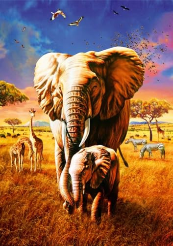 Bluebird Puzzle - Elefant, 1000 Teile Puzzle - Elefanten und Savannentiere in Afrika - Puzzle für Erwachsene