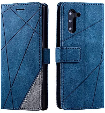 SONWO Case for Galaxy Note 10 Case, Premium Leather Flip Wallet Case Magnetic Closure Card Slots Kickstand Phone Case for Samsung Galaxy Note 10, Blue