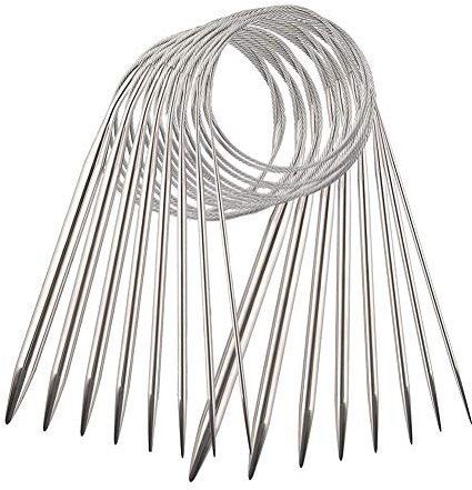 YXHZVON Circular Knitting Needles Set, 80 cm Stainless Steel Circular Knitting Needles, 8 Different Sizes Metal Circular Needle with Flexible Cable(2mm/2.5mm/3mm/4mm/5mm/6mm/7mm/8mm)