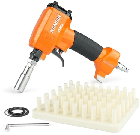 KAMSIN 1620 Pneumatic Deco Nail Gun 41/64 Inch (16.2mm) Head Diameter Air Power Tack Nail Gun Finish Nailer Deco Tacks Gun for Upholstering, Sofa Leather, Furniture