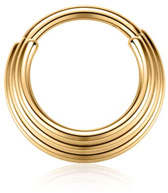 AROWRO 16G Septum Clicker Septum Ring Chirurgenstahl Septum Piercing Triple Stacked Septum Schmuck Nasenringe 10mm Gold Knorpel Daith Helix Piercing Schmuck