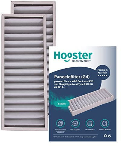 Hooster 2 Stück Filter passend für Pluggit Avent P310 AP310 | Filterklasse G4 (grober Staub etc.) | Alternative zu Pluggit APFG4-310 Filter