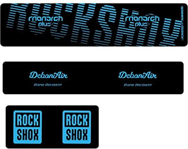 Fahrrad-Stoßdämpfer-Aufkleber Rock-Shox Monarch Plus RC3 Stoßdämpfer-Aufkleber, Mountainbike-Stoßdämpfer-Aufkleber, AM/DH-Fahrrad-Aufkleber (Color : Blue)