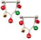 Edelstahl-Creolen und Barbell-Piercing-Set – baumelnde Nippelringe mit roter und grüner Kugelperle, Weihnachtsschmuck für Frauen