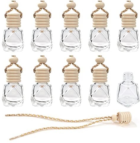 Auto-Lufterfrischer Parfümflasche 10 Stück 8 ml Nachfüllbar Auto Parfüm Duft Diffusor Glas Flasche Aromatherapie ätherisches Öl Diffusor für Auto Zuhause Büro Parfüm Decor
