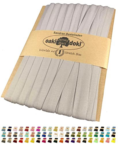 Sandras-Bastelladen 25m Oaki Doki Schrägband/Einfassband Tricot de Luxe Jersey gefalzt 25m x 20mm 053-Beige