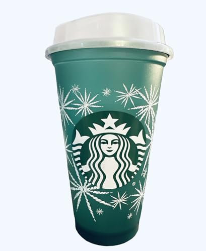 STARBUCKS Festive Christmas Holiday Colour Changing Reusable Travel Mug/Cup/Tumbler Grande Medium, 16oz 473ml, Green,red