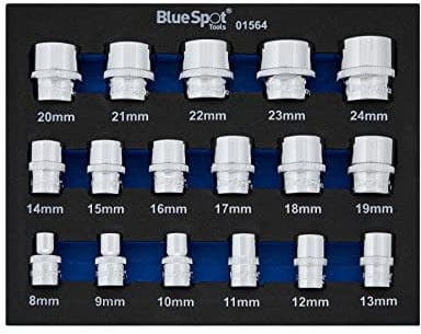 Blue Spot Tools 0156417PCE 3/8 Metric Shallow Sockets (8-24MM)