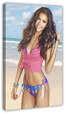 Modell Nina Dobrev 1 Leinwand-Poster, Wandkunst, Dekoration, Druck, Bild für Wohnzimmer, Schlafzimmer, Dekoration, Rahmen-Stil, 60 x 90 cm