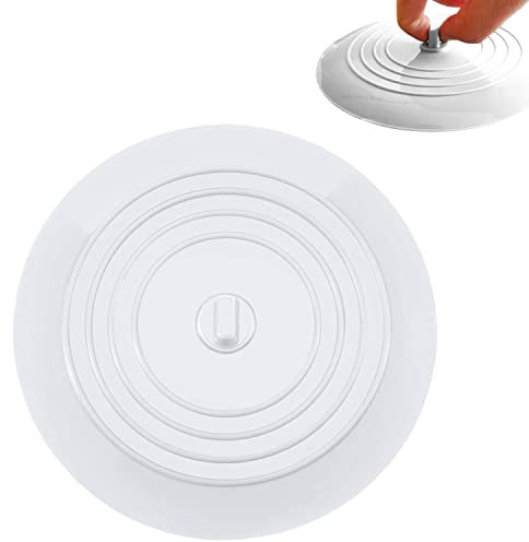 LENTQIUTT Lot de 1 bouchon de vidange universel pour évier, baignoire et douche en silicone blanc de 15,2 cm, parfait pour la cuisine