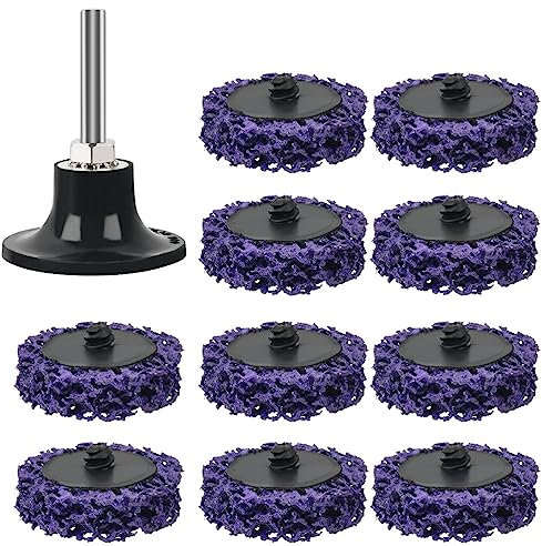 10Stk Schleifscheibe Reinigungsscheibe Grobreinigungsscheibe, 50mm 2 Zoll CSD-Scheibe Oberflächenbearbeitung oder Lackentfernung Polieren für Bohren Rollenschleifscheibe mit Scheiben-Pad-Halter