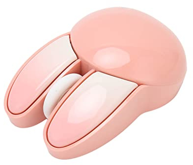 ciciglow Kabellose Maus, 2,4 G Niedliche Kaninchen-Funkmaus 1600 DPI Computermaus mit USB-Empfänger, Batteriebetriebene Leise Maus (Rosa)
