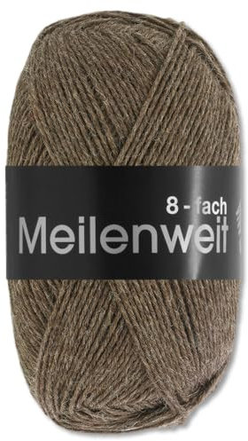 Frida's Wollhaus Lana Grossa 150 g Meilenweit 8-fach 150 Sockenwolle Stricken Garn 16 Farben (9612 | Dunkelbraun)
