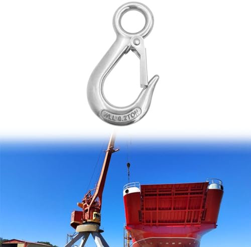 Gancio da Carico Acciaio Inossidabile, Industria Ganci di Sollevamento, Gancio Girevole con Occhiello, Gancio di Sollevamento de Carico, Gancio di Sollevamento a Moschettone in Acciaio Inox 304, 0,2t