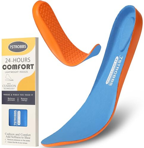 7STROBBS Plantillas Gel Hombre Trabajo,Plantillas Amortiguación y Cómodas para Botas Calzado de Antideslizantes Comodidad Todo el Día,Azul EU43