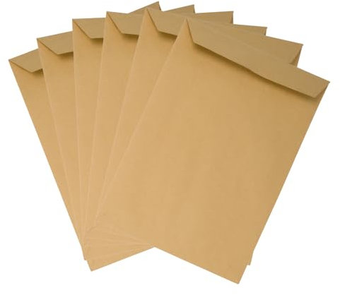 Emerson 50x Versandtasche DIN C4 Braun 229 x 324 mm 90g große Briefumschläge ohne Fenster gerade Klappe Haftklebung Umschläge Maxibrief A4 Briefkuverts Großbrief Kuverts envelope big