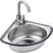 AVSMGP Wall Mount Kitchen Sinks 304 Stainless Steel Small Sink Bathroom Corner Sink with Drainer Unit And Tap Self Rimming Design 14.56 * 13 * 6.1Inch