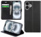 DN-Technology for iPhone 16 Plus Case Flip Leather Wallet Book Stand Folio Card Holder Phone Cover iPhone 16 Plus 6.7'' (BLACK)