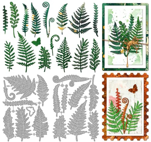 MAYJOYDIY Farn Metall Stanzformen Wildpflanzen Rahmen Stanzschablone | Blattwedel Präge Und Stanzschablone, Frühlingsblättern Karbonstahl Stanzform, Für Kartenherstellung DIY Scrapbooking Basteln