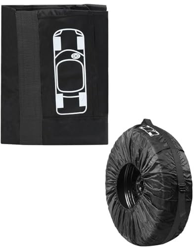 BARRU Sac de pneu de voiture, couverture de roue de secours, 13-18 Imperméable Anti-poussière Housses de Protection de Roue de Voiture avec poignée renforcée (diamètre 66 cm)