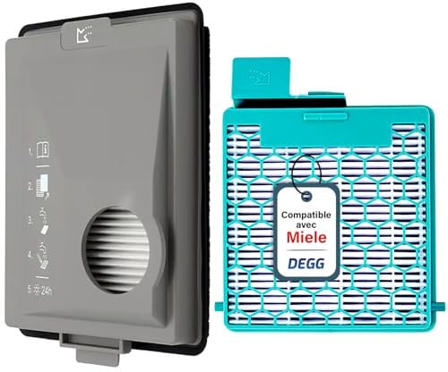 DEGG Set di Filtri - Compatibile con aspirapolvere Miele Boost CX1 - Filtri di ricambio SF-HY 60 e CX-FSF - Filtro HEPA e filtro antipolvere fine - Vestibilità perfetta - Accessori per aspirapolvere