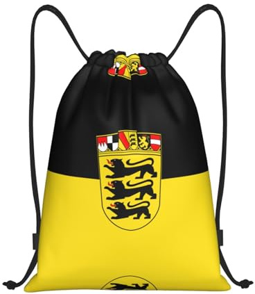 HGIUYDRD Rucksack mit Deutschlandflagge, leicht, Kordelzug, stilvoller Turnbeutel und Strandtasche für Reisen und Fitness, Flagge des Landes Baden-württemberg, M