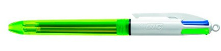 Bic Bolígrafo 4 colores fluo.Azul, rojo y negro clásicos y amarillo fluor