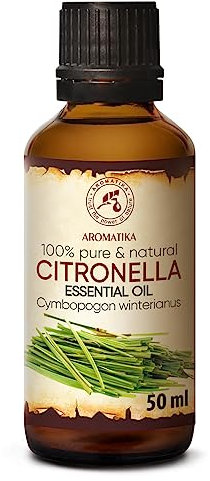 Citronellaöl 50ml - Naturreines Citronella Öl - Cymbopogon Winterianus - Aromatherapie - für Diffusers und Duftlampen - Erfrischendes Citronella Öl für Seifen und Duftkerzen - Glasflasche