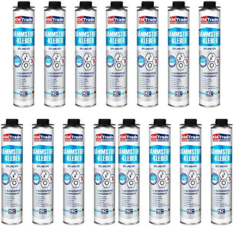 KM Trade Dämmstoffkleber für EPS- & XPS-Platten - 1K PU-Klebeschaum für Dämmung, 15 x 750 ml Dose